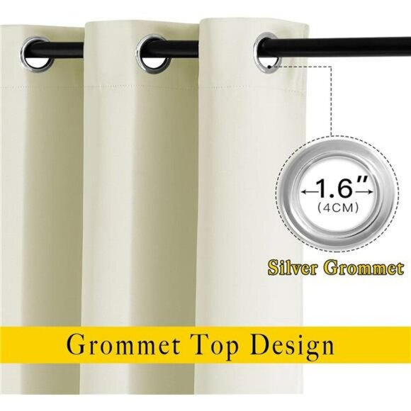 NICETOWN Beige Blackout Curtains 84 Inch Thermal Insulated Light Blocking - Picture 2 of 6